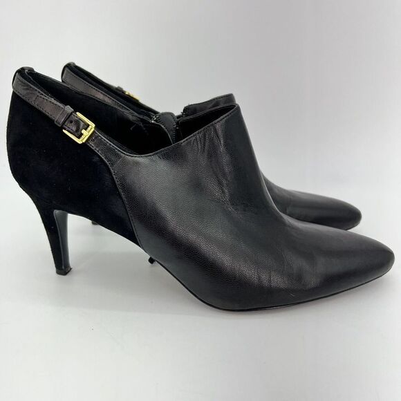 Lauren Ralph Lauren Womens Pabla Leather Pointed Toe Ankle Boots Black Size 9.5B - Picture 1 of 7